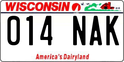 WI license plate 014NAK