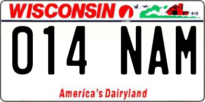 WI license plate 014NAM