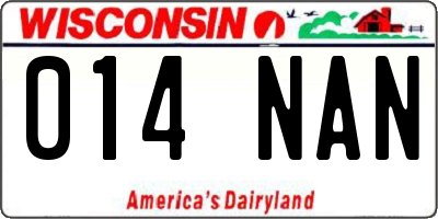 WI license plate 014NAN