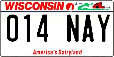 WI license plate 014NAY