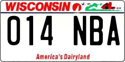WI license plate 014NBA