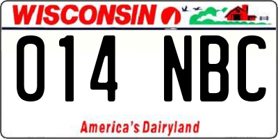 WI license plate 014NBC