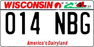 WI license plate 014NBG