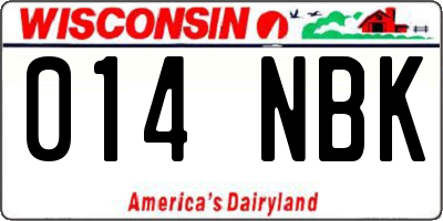 WI license plate 014NBK