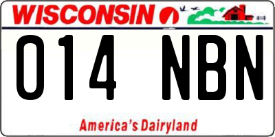 WI license plate 014NBN