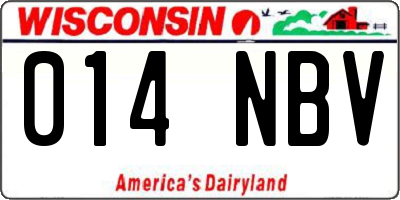 WI license plate 014NBV