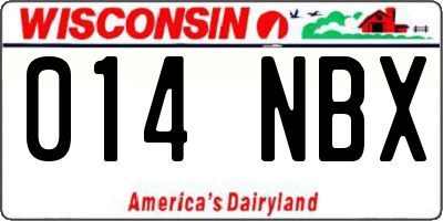 WI license plate 014NBX