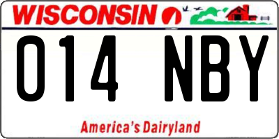 WI license plate 014NBY