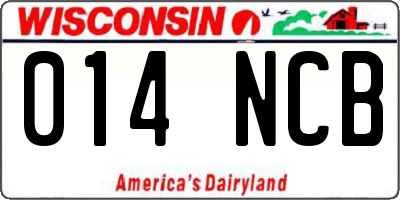 WI license plate 014NCB