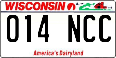 WI license plate 014NCC