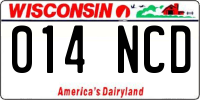 WI license plate 014NCD