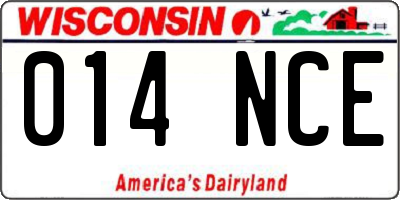 WI license plate 014NCE
