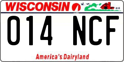 WI license plate 014NCF