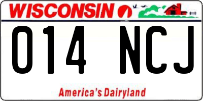 WI license plate 014NCJ