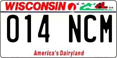 WI license plate 014NCM