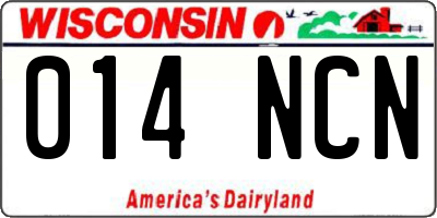 WI license plate 014NCN