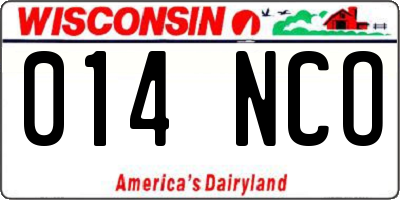 WI license plate 014NCO
