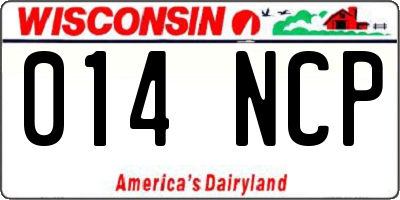 WI license plate 014NCP