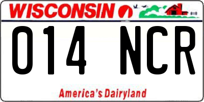 WI license plate 014NCR