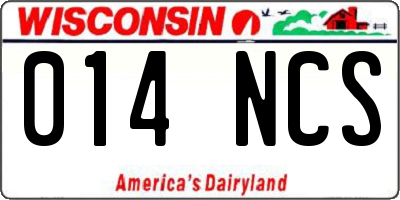 WI license plate 014NCS