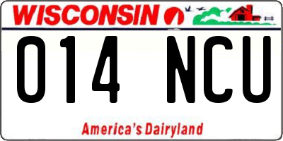 WI license plate 014NCU