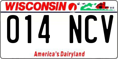 WI license plate 014NCV