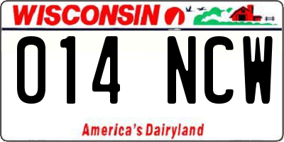 WI license plate 014NCW
