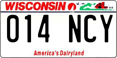 WI license plate 014NCY