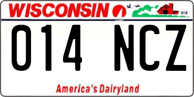 WI license plate 014NCZ