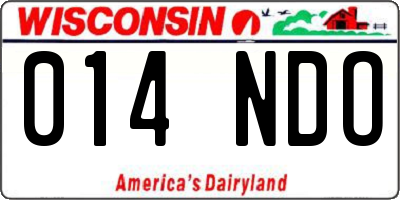 WI license plate 014NDO