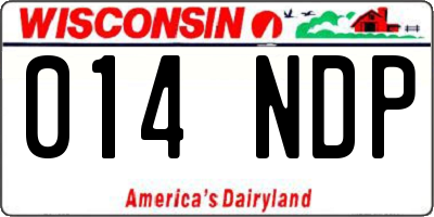 WI license plate 014NDP