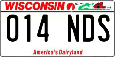 WI license plate 014NDS