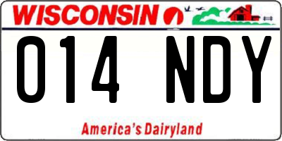 WI license plate 014NDY
