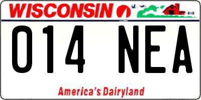 WI license plate 014NEA