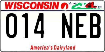 WI license plate 014NEB