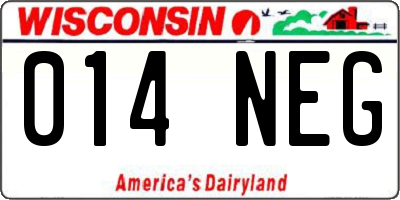 WI license plate 014NEG