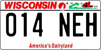 WI license plate 014NEH