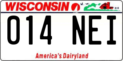 WI license plate 014NEI