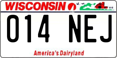 WI license plate 014NEJ
