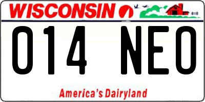 WI license plate 014NEO