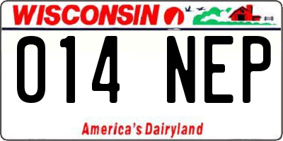 WI license plate 014NEP