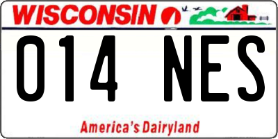 WI license plate 014NES