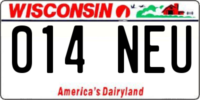 WI license plate 014NEU