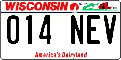 WI license plate 014NEV