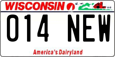 WI license plate 014NEW