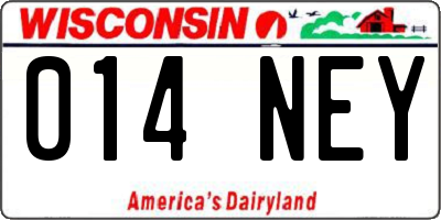 WI license plate 014NEY