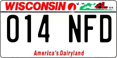 WI license plate 014NFD