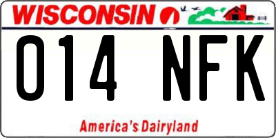 WI license plate 014NFK