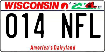 WI license plate 014NFL