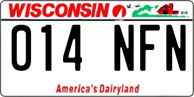 WI license plate 014NFN